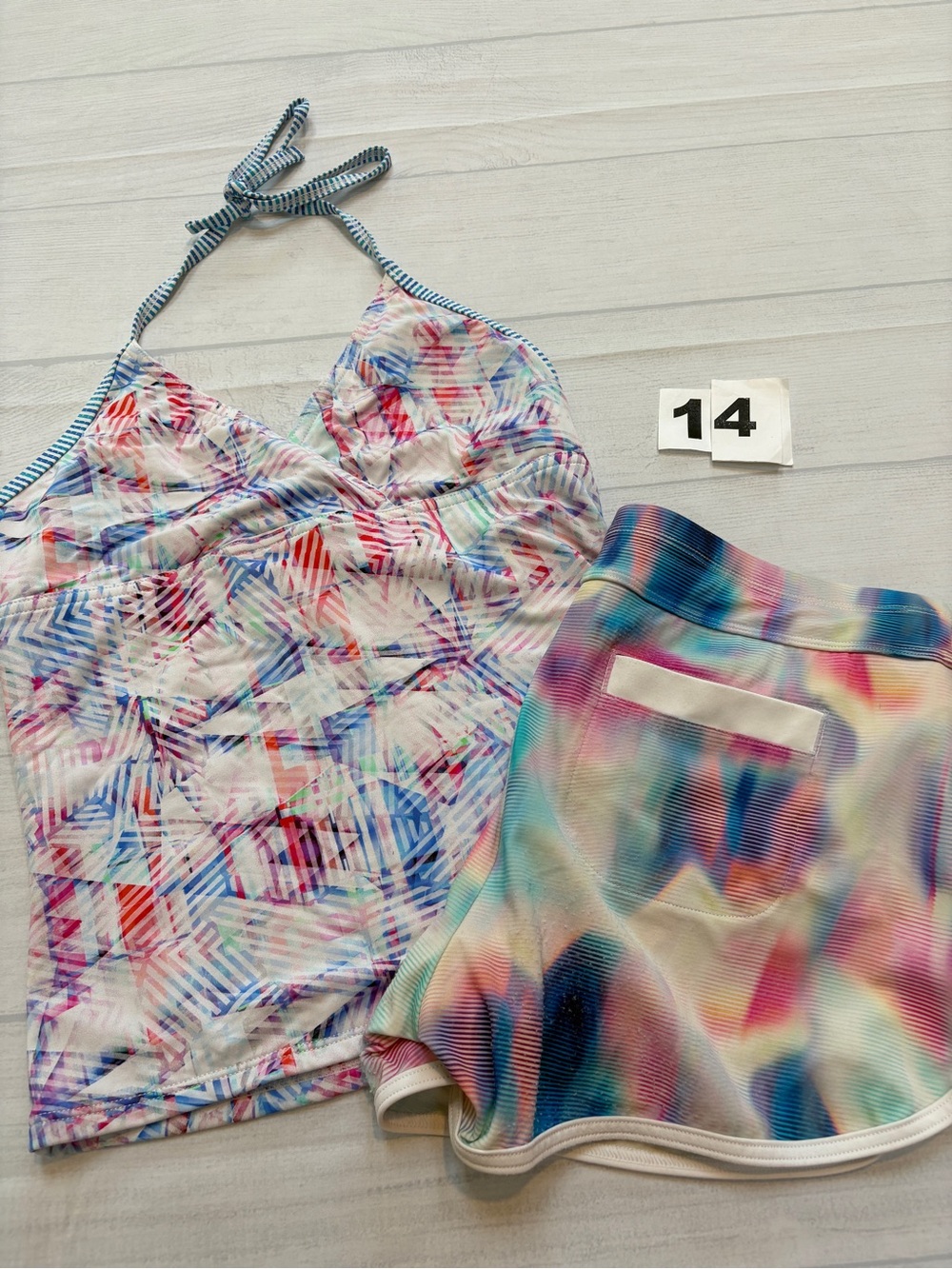 Athleta Girls Multicolor Printed Halter Tankini and Swim Skort